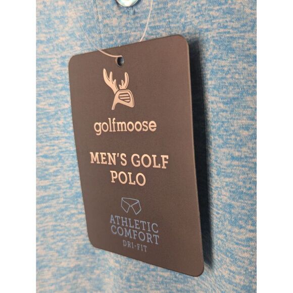 Golf Moose Men's Large Short Sleeve Performance Polo Blue Casual‎ Preppy - Picture 3 of 6